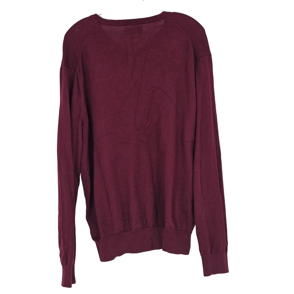 Polo Ralph Lauren Pima Cotton V-Neck Sweater XL Burgundy Preppy Old Money Pony